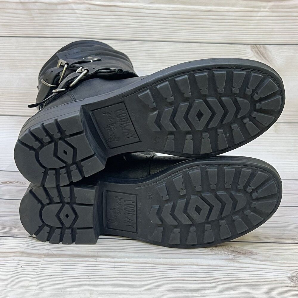 Coolway Alida Moto Boots Womens 39 EU/8-8.5 US Black Leather Biker Buckle Spain - Picture 9 of 16